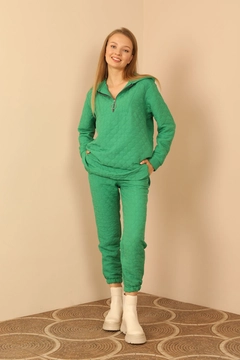 Hurtowa modelka nosi 30933 - Tracksuit - Green, turecka hurtownia Dres firmy Kaktus Moda