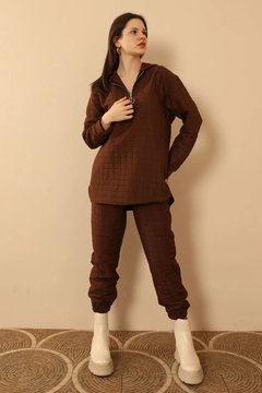 Veleprodajni model oblačil nosi 33874 - Tracksuit - Brown, turška veleprodaja Trenirka od Kaktus Moda