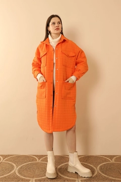 Hurtowa modelka nosi KAM10496 - Shirt - Orange, turecka hurtownia Koszula firmy Kaktus Moda