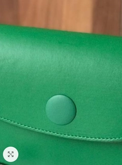 A wholesale clothing model wears KUX10028 - Kuxo Button Detailed Shoulder Bag, Turkish wholesale Bag of Kuxo