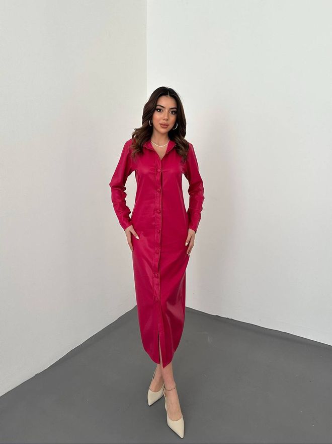 L&C Claret Red Elegant Sexy Formal Shirt Dress Wholesale Clothing No Fabric