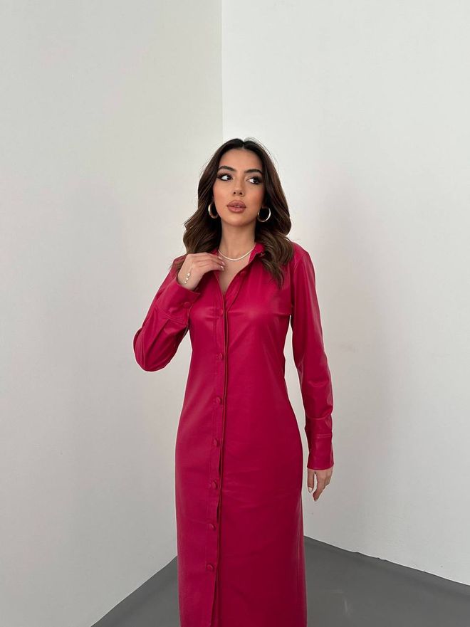 L&C Claret Red Elegant Sexy Formal Shirt Dress Wholesale Clothing Work