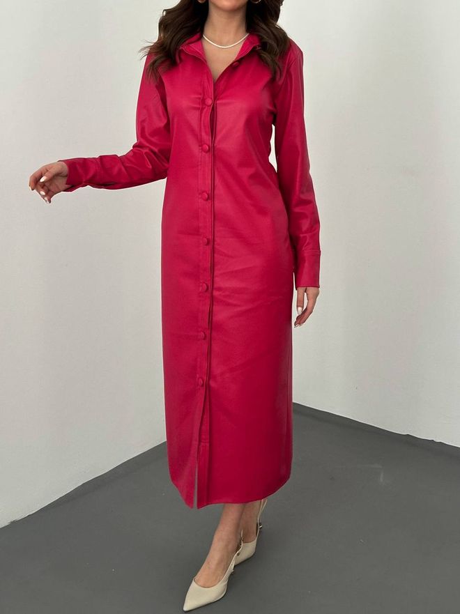 L&C Claret Red Elegant Sexy Formal Shirt Dress Wholesale Clothing Winter