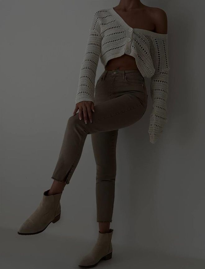 LACARINO High Waist Slit Detailed Mink Mia Jeans Wholesale Clothing Cotton