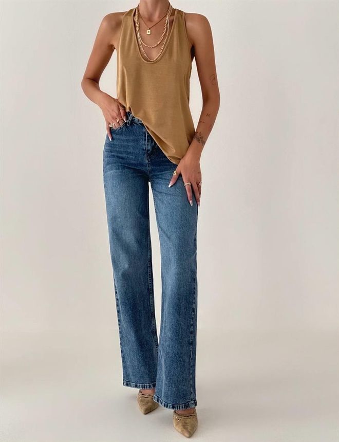 LACARINO High Waist Blue Nita Jeans Wholesale Clothing Birthday