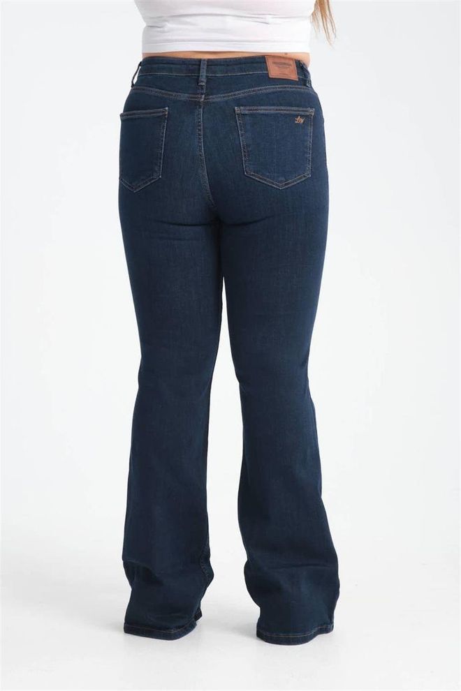 LACARINO High Waisted Bell bottom Dark Blue Jeans Wholesale Clothing 4