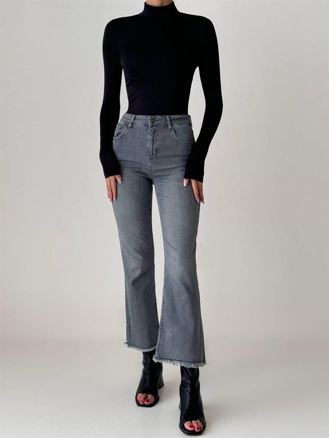 LACARINO Calça Jeans Mini Flare Cinza Roupas por atacado Aniversário