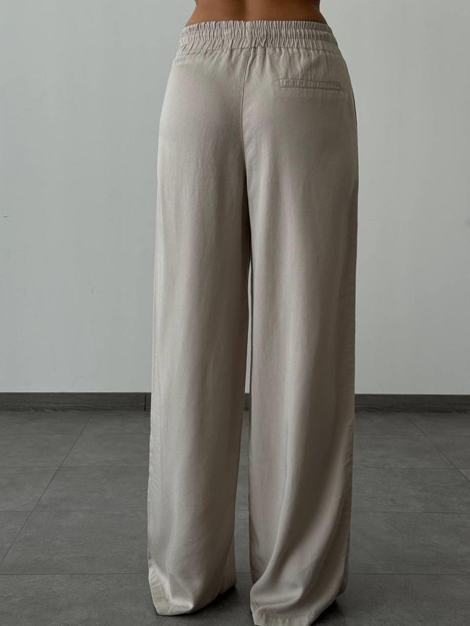 LACARINO Elastic Waist Casual Trousers Stone Wholesale Clothing No Fabric