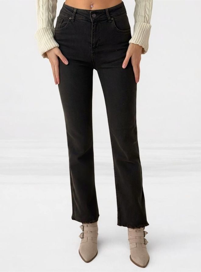 LACARINO Mini Flare Jeans Dark Brown Wholesale Clothing Cotton