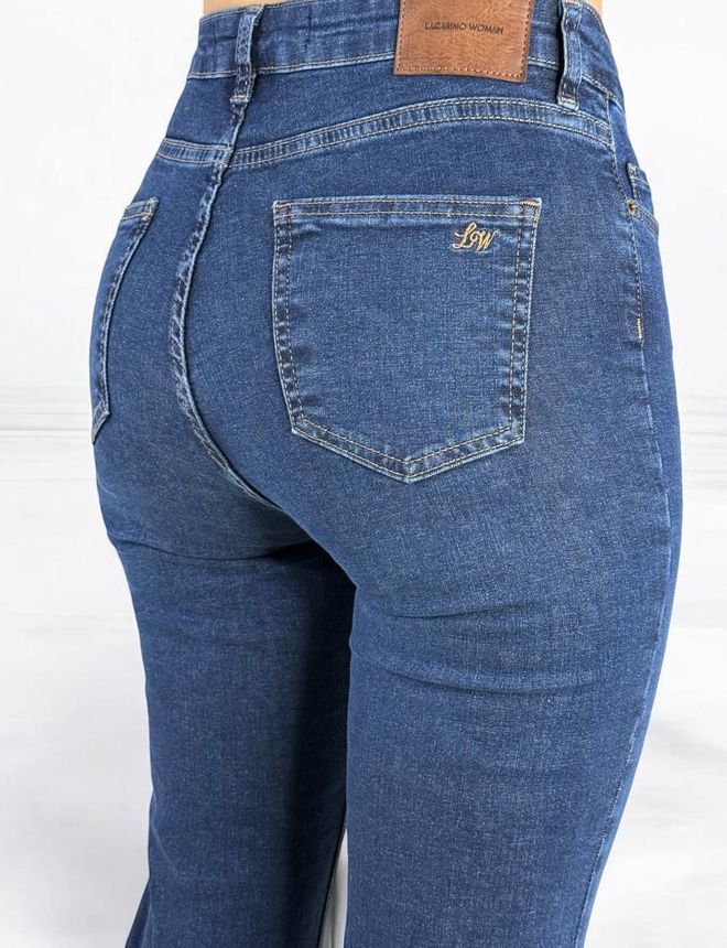 LACARINO Tmavomodré Dámske Džínsy S Vysokým Pásom Španielske Nohy Veľkoobchod s oblečením Formálny