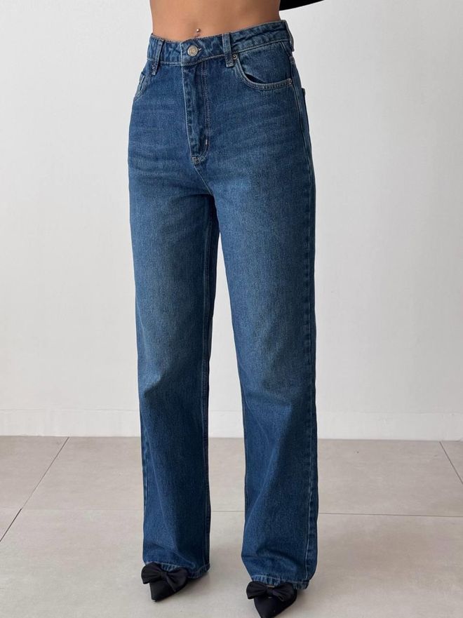 LACARINO Pantaloni Jeans Albastru Închis Pentru Picior Lat Îmbrăcăminte cu ridicata Casual