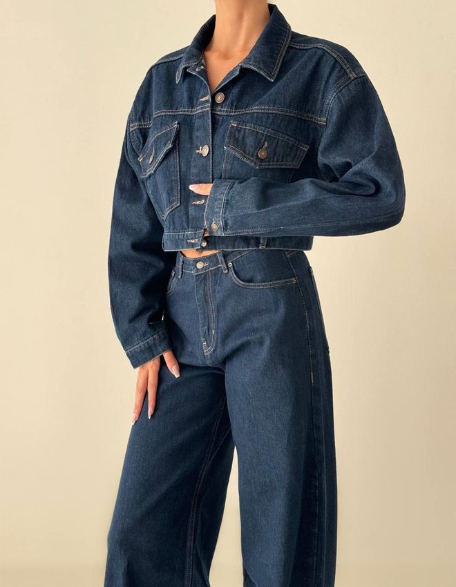 LACARINO Rinse Denim Jacket With Pocket Flap Detail Wholesale Clothing Cotton