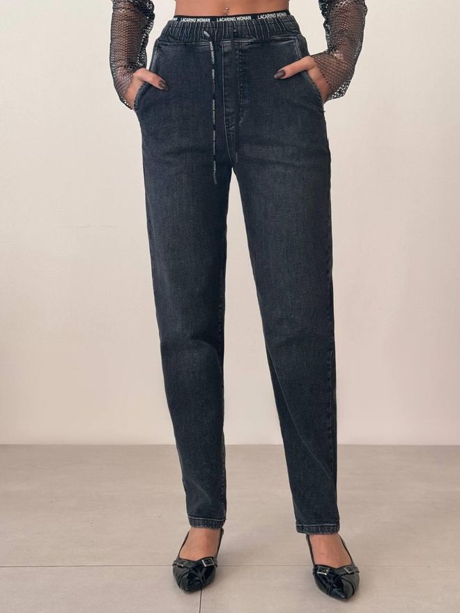 LACARINO Dunkelgraue Ballon Jeanshose Mit Elastischem Schmalem Bein Und Taille Großhandelskleidung Lässig