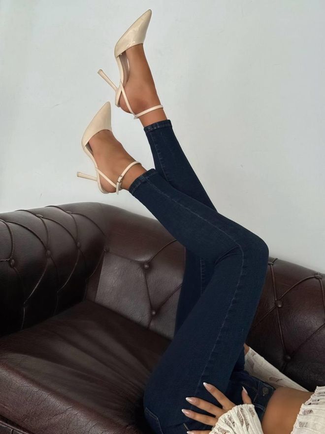 LACARINO Vaqueros Azul Oscuro Con Corte Ajustado Y Pernera Delgada Para Mujer Ropa al por mayor Casual