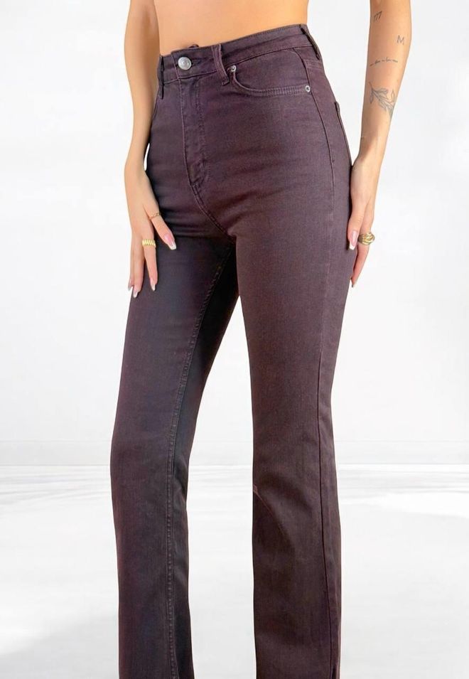 LACARINO Španielske Džínsy S Vysokým Pásom Slim Fit Bordová Veľkoobchod s oblečením Bavlna