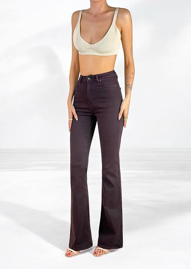 LACARINO Španielske Džínsy S Vysokým Pásom Slim Fit Bordová Veľkoobchod s oblečením Narodeniny