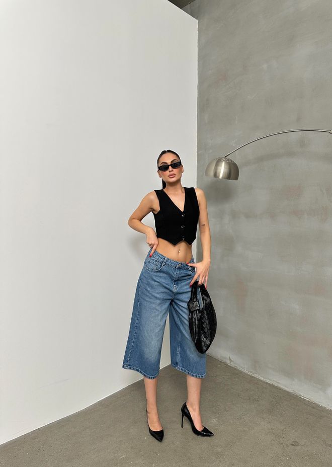 LACARINO “Baggy Pattern Bermuda Jean” Mėlyna Didmeninė prekyba drabužiais Kokteilinė