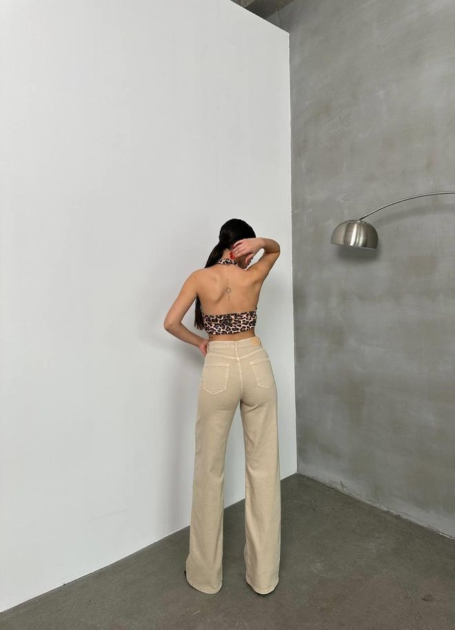 LACARINO Jeans Bege Antigos De Cintura Alta Com Perna Espanhola Roupas por atacado Verão