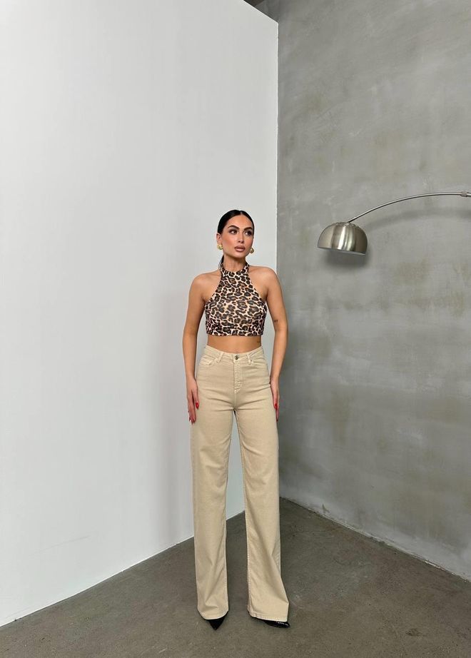 LACARINO Jeans Bege Antigos De Cintura Alta Com Perna Espanhola Roupas por atacado Algodão