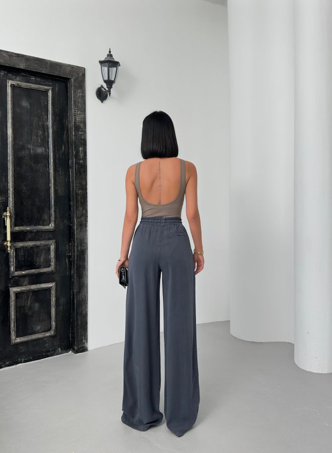 LACARINO Panty Met Elastische Taille Antraciet Palazzo broek Groothandel Kleding 5