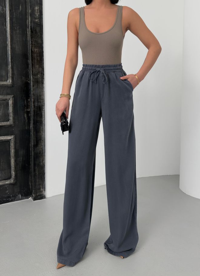 LACARINO Panty Met Elastische Taille Antraciet Palazzo broek Groothandel Kleding 4