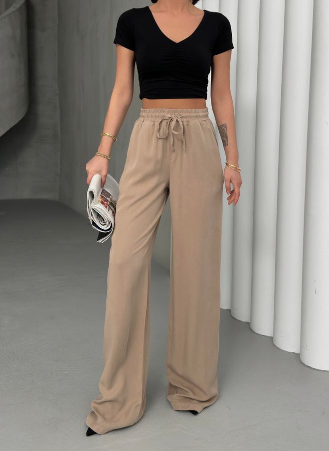 LACARINO Pantaloni Palazzo Sloppy Mink Con Elastico In Vita Abbigliamento all'ingrosso Casuale