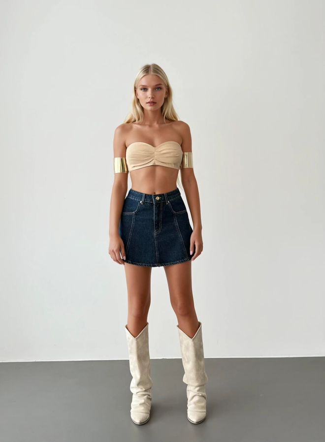 LACARINO Mornarsko Modro Jeansovo Krilo Oblačila na debelo Seksi