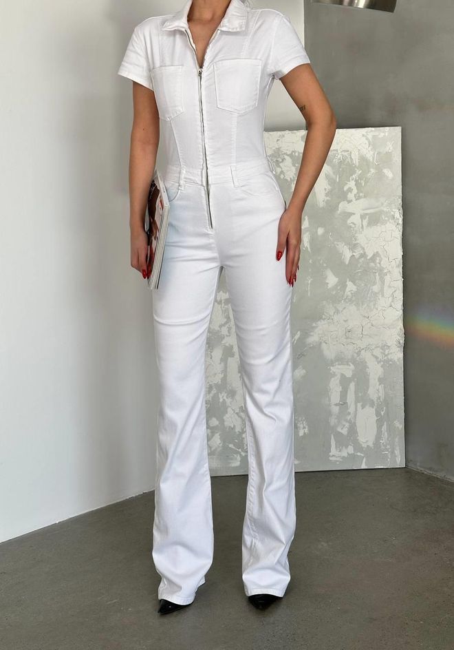 LACARINO Women's Full Pattern White Jumpsuit Wholesale Clothing Casual