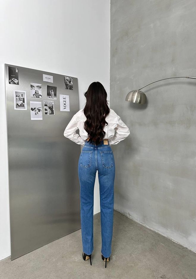 LACARINO High Waist Leg Detailed Blue Jean Patnolon Wholesale Clothing Formal