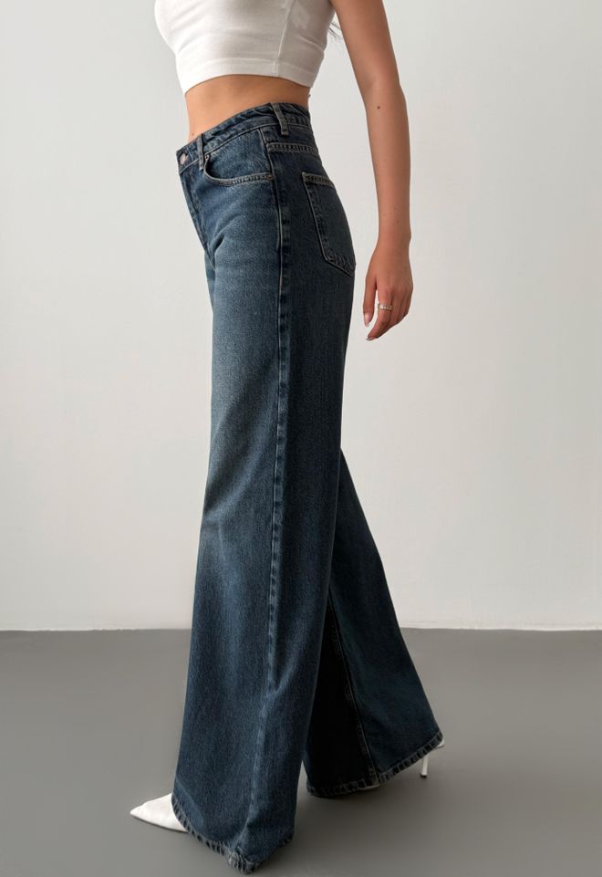 LACARINO Μπλε Τζιν Palazzo Wide Leg Ψηλόμεσο Χονδρικό εμπόριο ενδυμάτων Σαλόνι