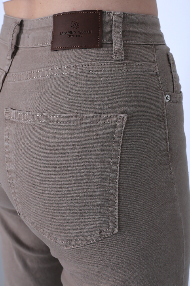 LACARINO Beige Jeans High Waist Mom Straight Leg Cropped Wholesale Clothing Work