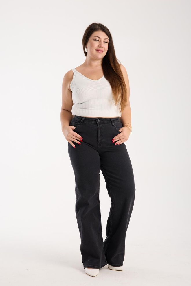LACARINO Black Jeans Casual Plus Size Mom Style Wholesale Clothing Lounge