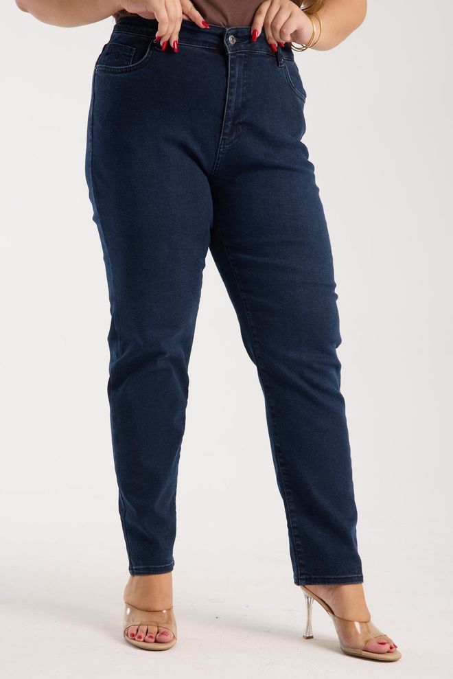 LACARINO Modré Neformálne Jeansy Plus Size Pre Mamičky Vysoký Pás Úzke Nohavice Veľkoobchod s oblečením Doma
