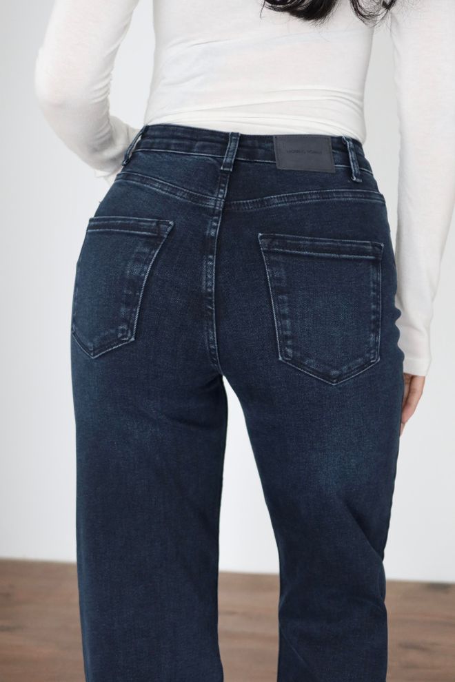 LACARINO Calças De Ganga Azul Bootcut Pé Alargado Cintura Alta Roupas por atacado 5