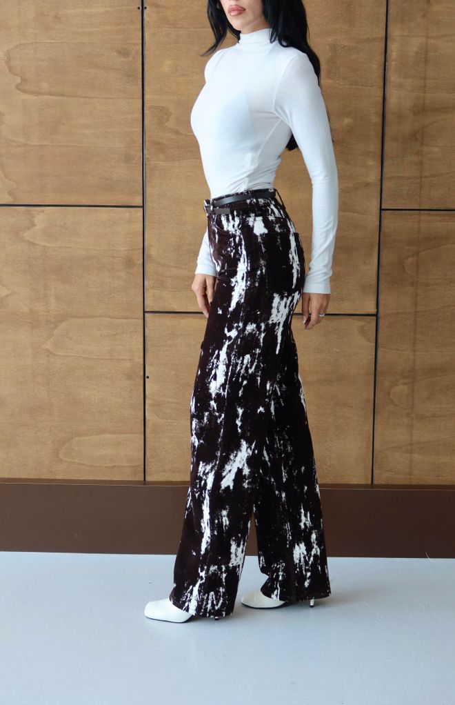 LACARINO Czarne Jeansy Mama Wysoki Stan Szeroka Nogawka Codzienne Hurtowa sprzedaż odzieży Klasyczny