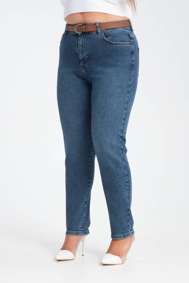 LACARINO Vaqueros Azul Casual Talla Grande Mamá Cintura Alta Pierna Estrecha Ropa al por mayor Casual