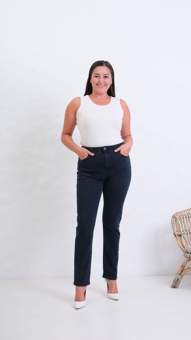 LACARINO Juodi Dideli Dydžiai Elegantiškas Mama Džinsai Didmeninė prekyba drabužiais Kokteilinė