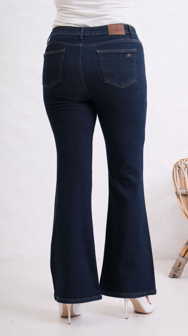 LACARINO Blue Casual Plus Size Mom Jeans With Flare Leg Wholesale Clothing 4