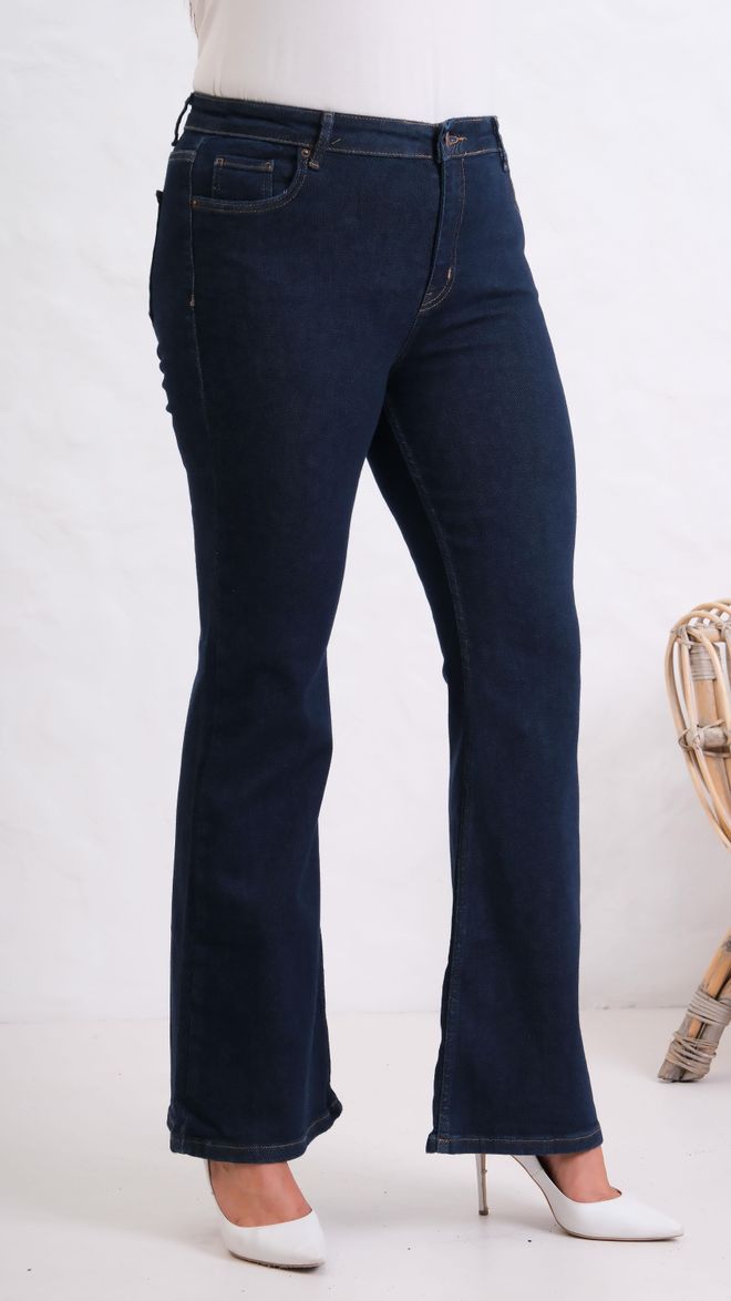 LACARINO Blue Casual Plus Size Mom Jeans With Flare Leg Wholesale Clothing Lounge