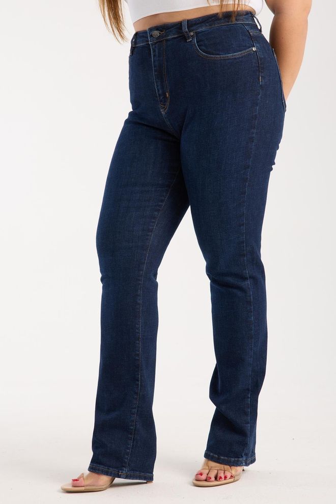 LACARINO Modré Plus Size Neformálne Mom Rifle Vysoký Pás Veľkoobchod s oblečením Neformálny