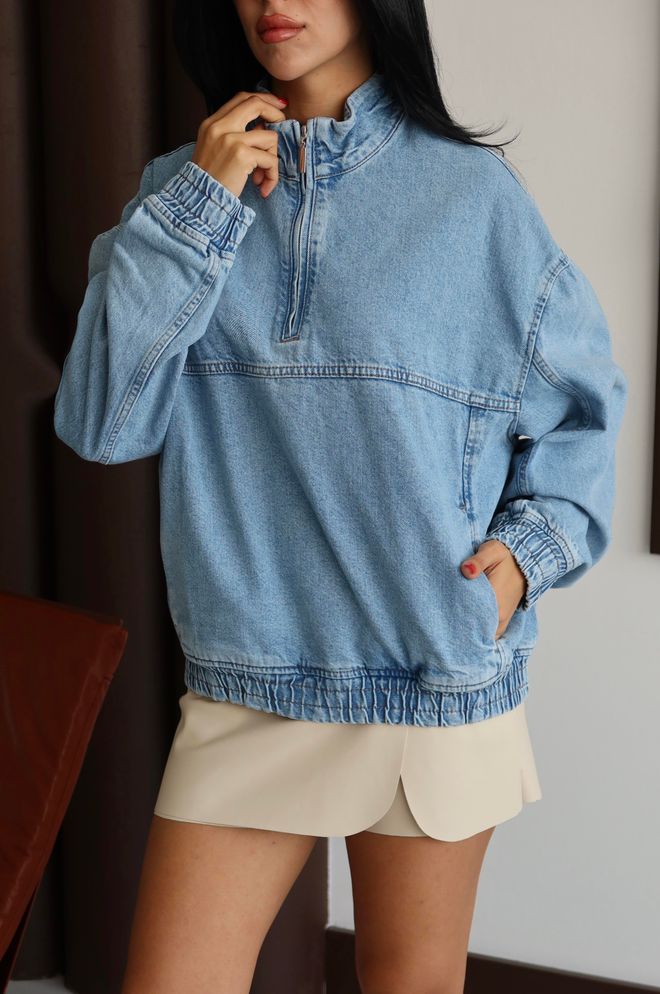 LACARINO Синий Повседневный Жилет Оверсайз На Молнии Оптовая продажа одежды Уличная одежда