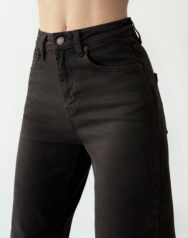 LACARINO Calças De Ganga Pretas Mom Com Cintura Alta E Perna Reta Roupas por atacado Primavera