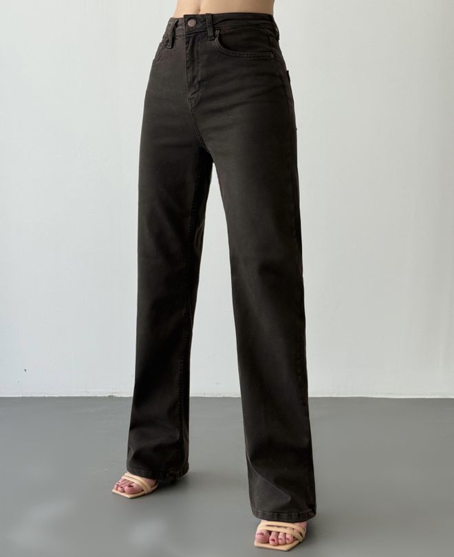 LACARINO Calças De Ganga Pretas Mom Com Cintura Alta E Perna Reta Roupas por atacado Casual