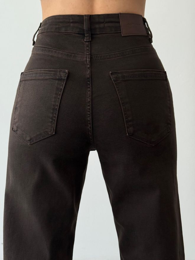 LACARINO Calças De Ganga Pretas Mom Com Cintura Alta E Perna Reta Roupas por atacado 5