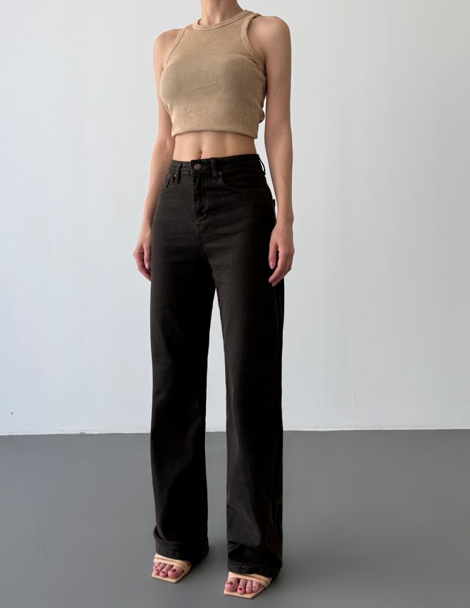 LACARINO Calças De Ganga Pretas Mom Com Cintura Alta E Perna Reta Roupas por atacado Roupa de rua