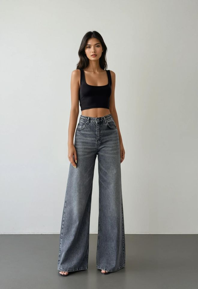 LACARINO Γκρι Casual Streetwear Vintage Ρετρό Τζιν Χονδρικό εμπόριο ενδυμάτων Σαλόνι