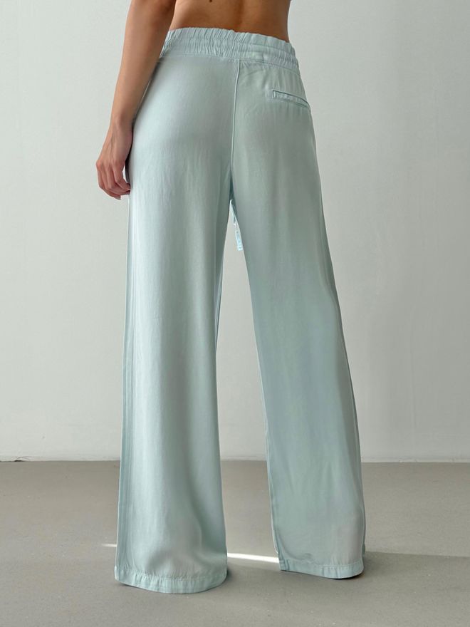 LACARINO Blue Palazzo Pants With Wide Leg And Drawstring Wholesale Clothing Spring