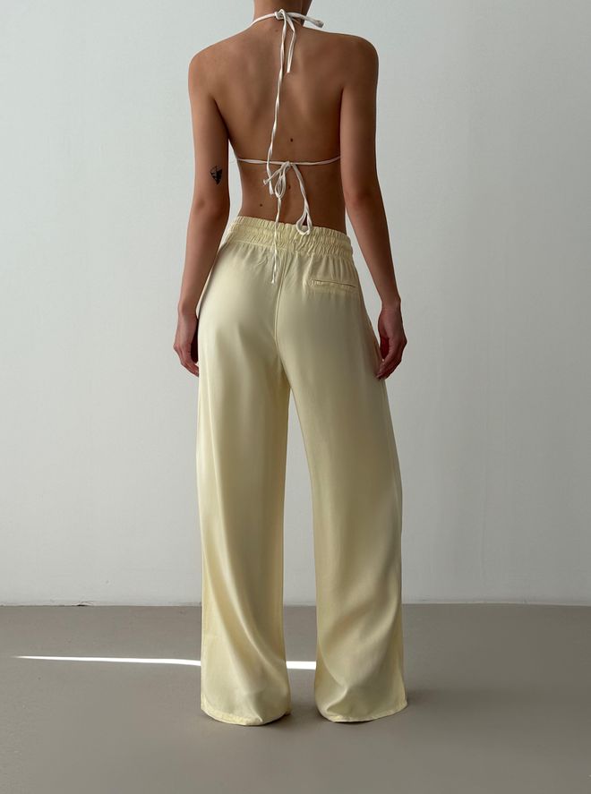 LACARINO Yellow Casual Streetwear Palazzo Pants Wholesale Clothing Streetwear