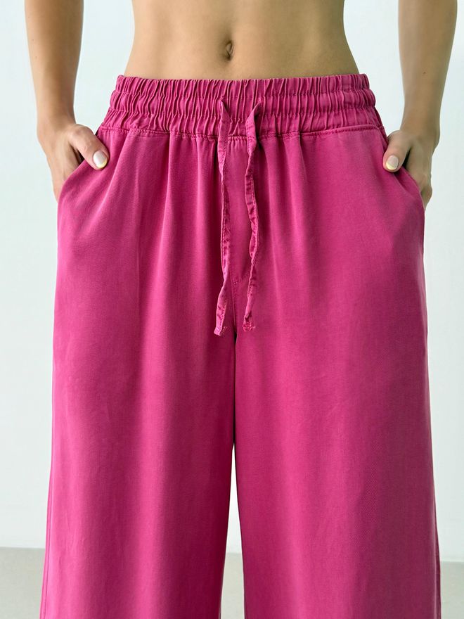 LACARINO Fuchsia Palazzo Pants With High Waist And Wide Leg Wholesale Clothing Lounge