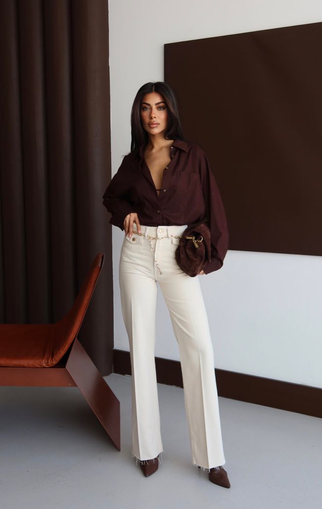 LACARINO Beige Elegant Casual Jeans Wholesale Clothing 1